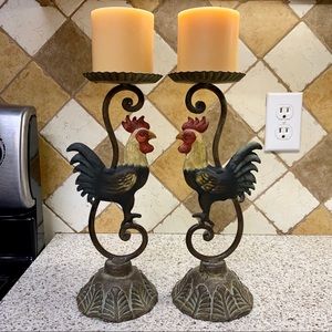 Rooster Candle Holders *set of 2* w/FREE candles